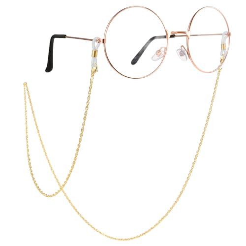 WLLHYF - WLLHYF Stilvolle Brillenketten für Damen und Herren um den Hals Brillenband Brillenband Gesichtsmasken-Halterung Kordeln Lanyards Sonnenbrillen Halskette Kettenzubehör (Gold)
