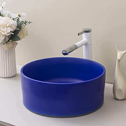 Wzglod Round Bathroom Vanity Sink Porcelain Ceramic Pedestal Sink Above Counter Vessel Sink Art Basin Suitable For Bathroom Balcony Small Apartment 16.1 16.1 5.5'' (Color : Gray) #TOP1