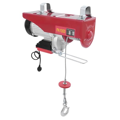 Elektrische Seilwinde, 1800W Kupfermotor Flaschenzug Hebezug, Elektrohebezeug 500kg bis 1000kg Hubhöhe 12m mit Kabelloser Fernbedienung Seilhebezug Kettenzug