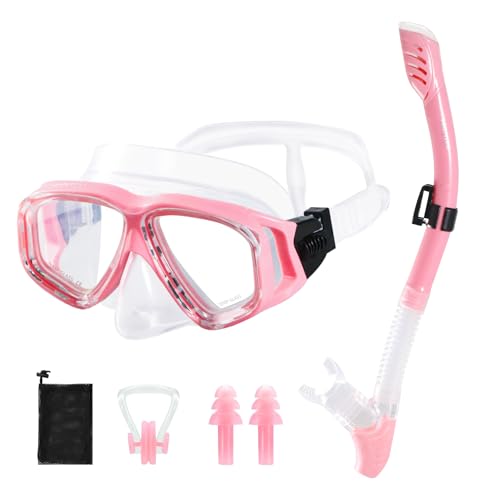 HIKOTEY Schnorchelset Erwachsene,Taucherbrille Schnorcheln Erwachsene Set mit Panorama-Weitblick Tauchmaske, Anti-Leck Schnorchelmaske für Schnorcheln, Schwimmen und Tauchen (Rosa) HIKOTEY Schnorchelset Erwachsene,Taucherbrille Schnorcheln Erwachsene Set mit Panorama-Weitblick Tauchmaske, Anti-Leck Schnorchelmaske für Schnorcheln, Schwimmen und Tauchen (Rosa)