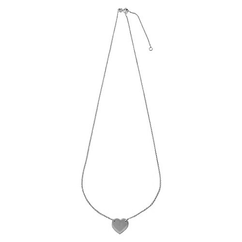 CloseoutWarehouse Rhodium Plated Sterling Silver High Polished Heart Necklace2