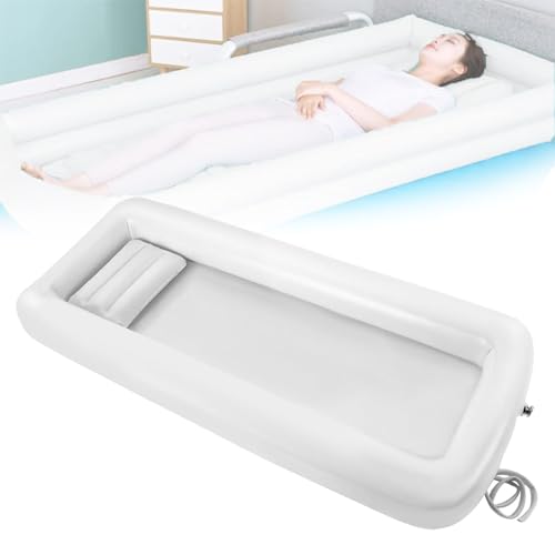 Vdhfgso Kit de bañera Inflable for Adultos con discapacidad y Personas Mayores: bañera Plegable portátil de Grado médico con colchón de Aire for bañarse Junto a la Cama.