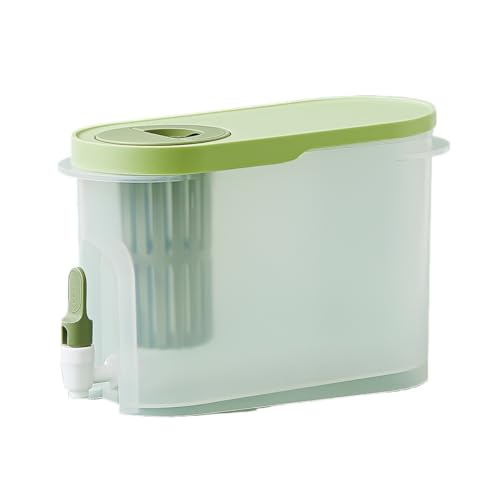 Hervidor frío Hervidor de agua fría de 3,9 l con grifo, de plástico, de gran capacidad, for frigorífico, dispensador de limonada y bebidas heladas. Juego de jarra de agua para agua fría/caliente(Green