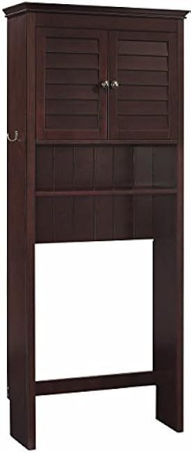 Crosley Furniture Lydia Over The Toilet Storage Cabinet and Bathroom Organizer with Hooks and Shelves, Espresso