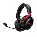 HyperX Cloud III S – Kabelloses Gaming-Headset, Multiplattform, 2,4 GHz, Bluetooth, Akkulaufzeit bis zu 120 Stunden, 2,4 GHz, 53-mm-Neigungstreiber, 10-mm-abnehmbares Mikrofon – Schwarz-Rot