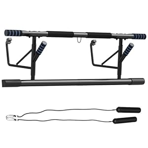 SPORTNOW Doorway Pull-Up Bar, No-Drilling Chin-Up Bar, Push-Up Stand with Resistance Bands, Padded Handles for Home Gym Exercise