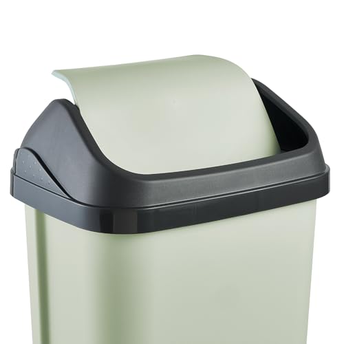 Keeeper Swantje Mülleimer mit Schwingdeckel, Polypropylen, 25 l, 33,5x25,5x53,5 cm, Soft Green – Ansicht 4