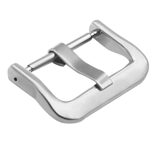 TECHZOCO Hebilla reloj Metálica, Hebilla de Acero para Correa de Reloj, Cierre de Correa de Reloj, Fijación de Reloj de Acero, Broche para Correa de Reloj, Acero inoxidable, Plateado, 20 mm