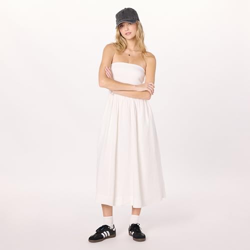 Image of The Drop Womens Hellen Strapless Mixed Media Maxi Dress