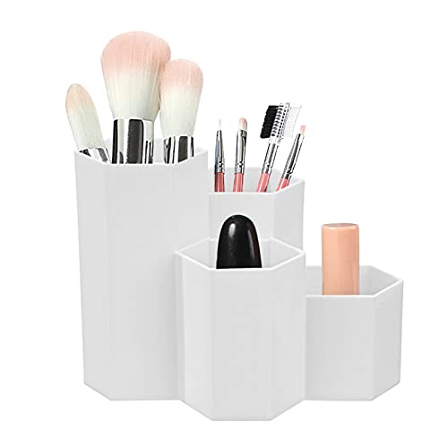 Porte-stylo Hexagonal en Plastique,Multi-Usages Porte-Stylo,Plastique Pot Crayon,Pot de Rangement de Pinceaux Maquillage,rangement Boîte à pinceaux,Boîte à crayons en plastique Hexagonal (Blanc)