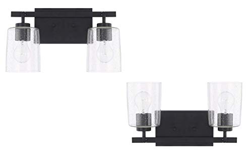 Black Friday - 80% OFF Capital Lighting Homeplace/Greyson - Two Light Bath Vanity, Matte Black Finish with Clear Seeded Glass - 2 Pack