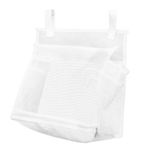 OFFIGAM Mesh Bath Toy Storage Net Bag for Boys and Girls Wall-Mounted Organizer Multi-Purpose Square Storage Pouch White Suitable for Bathtubs and Showers