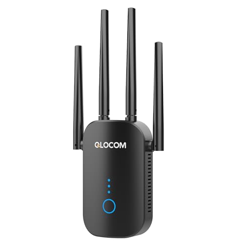QLOCOM 2026 Newest1 WiFi Booster Range Extender 1200Mbps WiFi Extender Booster Dual Band 5GHz & 2.4GHz Wireless Internet Boos