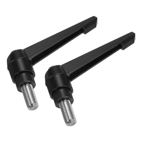 Image of uxcell 2pcs Clamping Lever Handles, M12 x 25mm 304 Stainless Steel Threaded Male Stud, Adjustable Handles Locking Quick Release Ratchet Push Button Bolt Knobs, Black