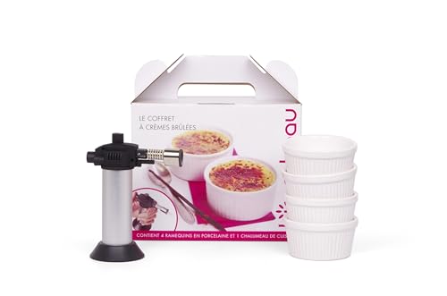 BIRAMBEAU - Coffret à crèmes brûlées : 4 ramequins et 1 chalumeau de cuisine