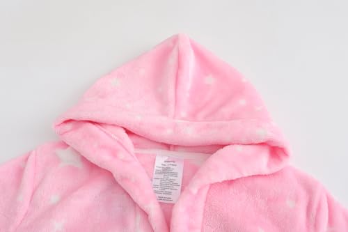 Image of Girls Soft Fleece Robes Plush Hooded Bathrobes Sleepwear for Kids 2-16 Years