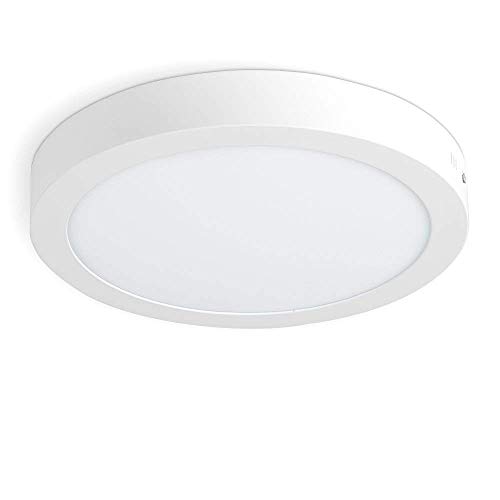 Tech Traders® 18W Surface Mounted LED Panel Light 1450 Lumens, Cool White 6000K Round Ceiling Downlight Lamp with Built-in LED Driver Commercial Quality, Energy Efficient,2-Year Unlimited Warranty