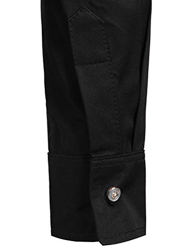 Zeroyaa Mens Hipster Design Golden Floral Embroidery Slim Fit Long Sleeve Mandarin Collar Shirts Tops Zzcl08 Black Medium #TOP5