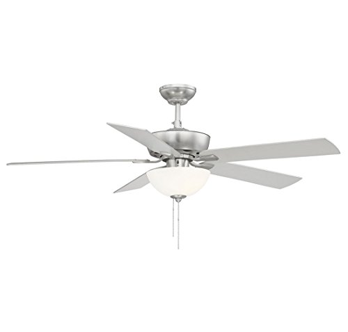 Trade Winds Lighting TW2007BN Berkeley Lake 52" Contractor Grade Ceiling Fan with LED Light Kit in Brushed Nickel with Reversible Blades Trade Winds Lighting TW2007BN Berkeley Lake 52" Contractor Grade Ceiling Fan with LED Light Kit in Brushed Nickel with Reversible Blades