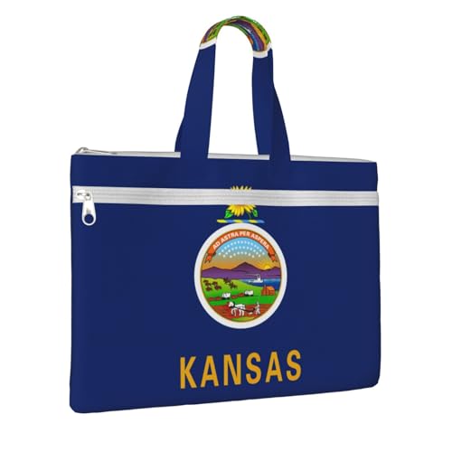 Kansas State Flag Canvas Document Bag Briefcase For Professionals And Executives2