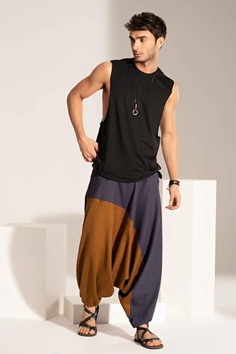 Image of The Veshti Company Stylish Harem Pants for Men's Cotton Hippie Style Baggy Oversized Yoga Pajama Pant