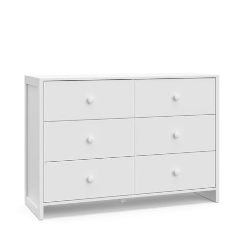 Image of Storkcraft Calabasas 6 Drawer Dresser (White) - GREENGUARD Gold Certified, 6 Drawer Dresser with Interlocking Drawer System, Dresser Drawer Organizer for Kids' Bedroom