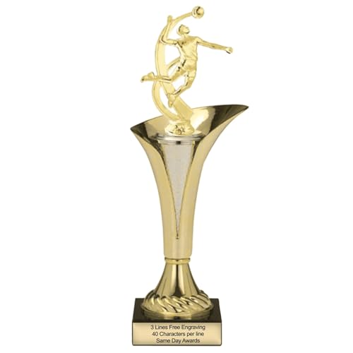 Volleyball Typhoon Trophy Cup – Gold Finish with Marble Base and Custom Engraving Included – Team Award MVP Player Recognition School Leagues Club Competitions Tournaments Championships