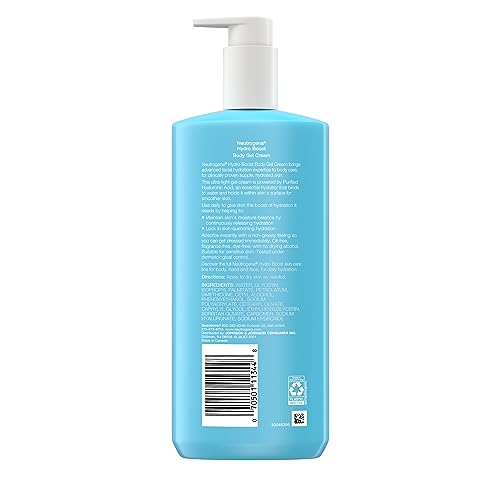 Kenvue Neutrogena Hydro Boost Body Gel Cream, Hydrating Body Lotion with Hyaluronic Acid for Sensitive Skin, Fragrance-Free Hyaluronic Acid Moisturizer, 16 oz, 2 Pack