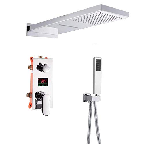 Système de douche cascade pour salle de bain moderne avec ciel de pluie et mitigeur LCD