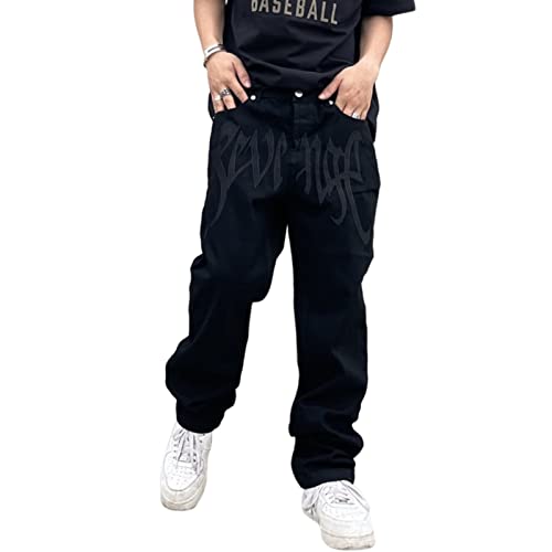 Mens Y2k Jeans Aesthetic Baggy Hip Hop Jeans Grunge Loose Denim Jogger Y2k Fashion Streetwear