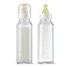 Natursutten Anti-Colic 8 oz Glass Baby Bottles with Newborn/Slow Flow Natural Rubber/Latex Nipples, 2 pack. Borosilicate glass made in France. Natural rubber made in Italy.