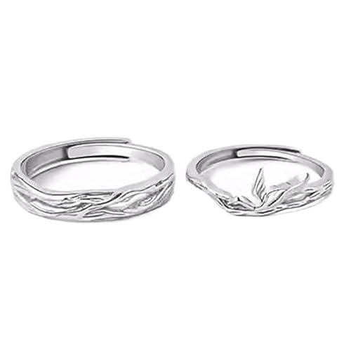 Alliance pour couple argent 925 bague réglable fiançailles ciselée