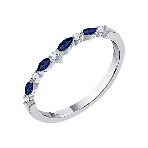 KATARINA Diamond and Alternating Blue Sapphire Wedding Band in 14K Gold (1/4 cttw, J-K, SI2-I1)2
