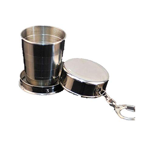 Preisvergleich Produktbild WUSIKY Damen / Herren Schlüsselanhänger Steel Travel Telescopic Collapsible Shot Glass Emergency Pocket Cup Keychain Rucksack Taschen Deko Anhänger Geburtstagsgeschenk Herren Geschenk (Silver)