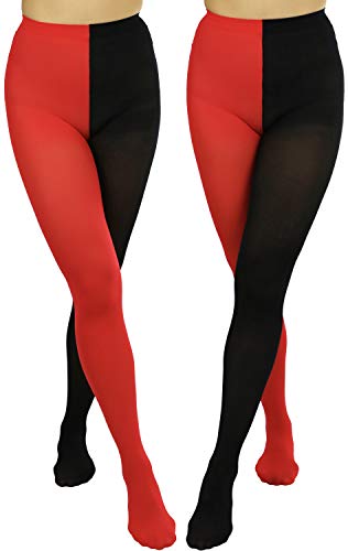 Image of ToBeInStyle Women's Two Toned Vibrant Jester Contrast Opaque Multicolored Tights