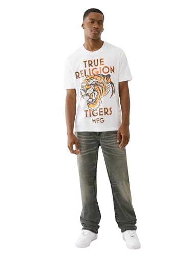 True Religion Men's Bobby Super T Flap Jeans 32" Inseam– Relaxed Bootcut Denim with Contrast Stitching2