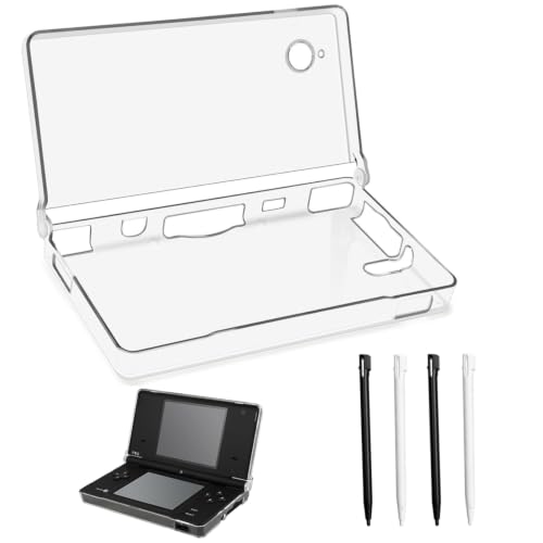 Image of Hzxkqmil Clear Protective Case + 4 Stylus Pen for Nintendo DSi NDSi Console | Transparent Crystal Case Hard Shell Protective Cover Game Accessories Replacement Parts for NDSi Console
