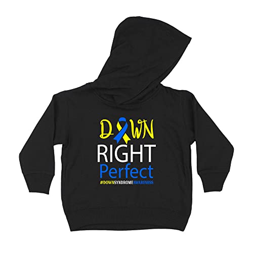 Down Right Perfect Down Syndrome Awareness Kids Hoodie Sweatshirt Toddler 5T Black
