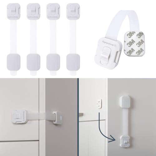 Dreambaby Multi-Purpose Swivel Adapta-Latch Cabinet Locks for Baby Proofing - 5 Adjustable Straps to Use as Fridge Locks, Cabinet Door Locks, Toilet Locks - 3M Adhesive for Easy Child Proofing Needs