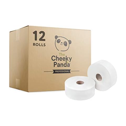 The Cheeky Panda – Professional Bamboo Mini Jumbo Toilet Rolls | Bulk Box of 12 Rolls (150m Length per Roll, 1800m Total) | Plastic-Free, For the Office, Eco-Friendly, Super Soft, Strong & Sustainable Cover
