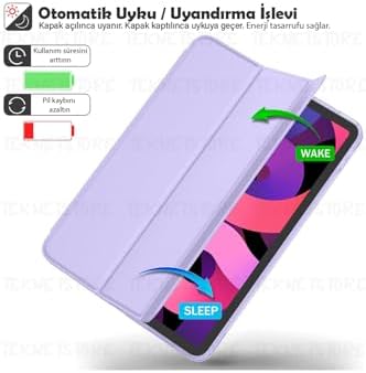 iPad Air 11 M2 (2024) / Air 10.9" 5. Nesil (2022) / Air 4. Nesil (2020) ile Uyumlu Kılıf, Kapaklı, Standlı, Uyku Modlu Smart, Lila - Görsel 5