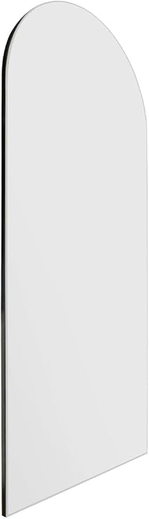 MirrorOutlet The Arcus - Frameless Modern Full Length Arched Leaner/Wall Mirror 63 X 27 (160CM X 70CM) Silver Mirror Glass with Black wooden Backing - Polished Edging