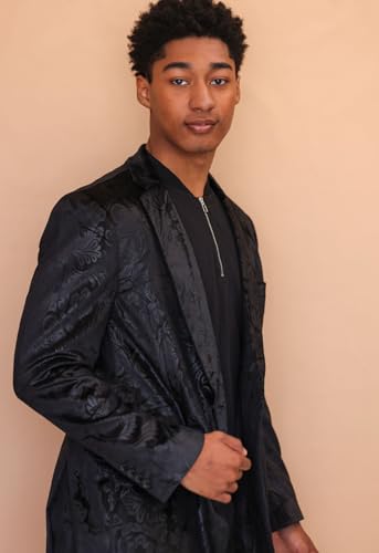 Image of COOFANDY Men's Velvet Blazer Notched Lapel Velour Suit Jacket One Button Tuxedo Jackets for Wedding Prom Party Dinner