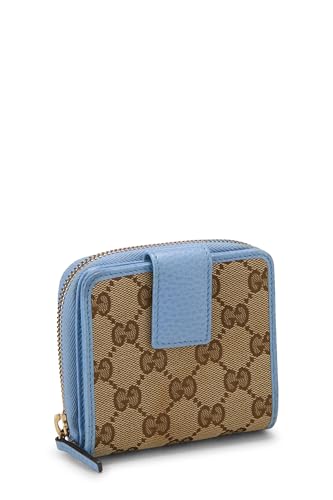 Pre-Loved Original GG Canvas French Zip Around Wallet, Blue2