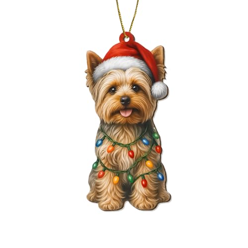 Yorkie Dog Breed Ornaments 2025 Yorkie Wooden Christmas Decor Mom Gift Teacup Dog Tree Christmas Decor for Yard car Outdoor or Windows