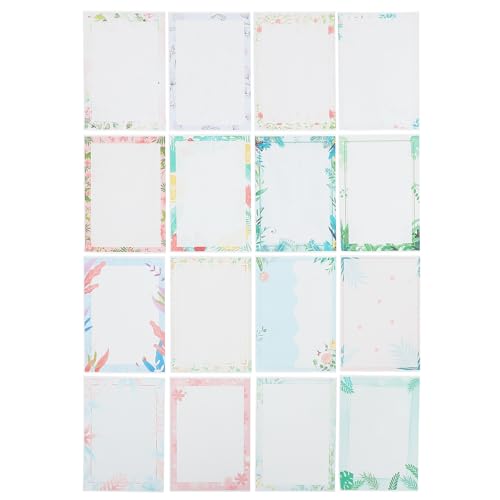 Papier à lettres à bordure fleurie pour écriture de messages et annonces | 160 feuilles