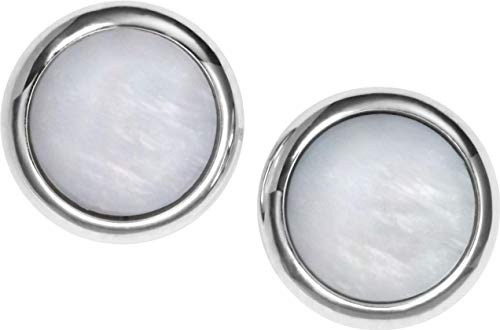 Fossil Pendientes de mujer con acero inoxidable, perla incoloro