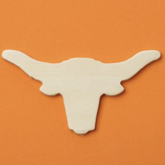 Longhorn Wood Cutout - 6 Inch Texas Steer Horn MDF Shape For Crafts & Decor