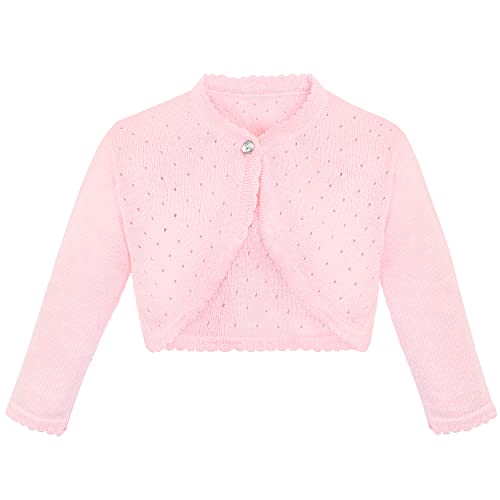 Lilax Baby Girls' Knit Long Sleeve One Button Closure Bolero Shrug 3-6 Months Pink #TOP11