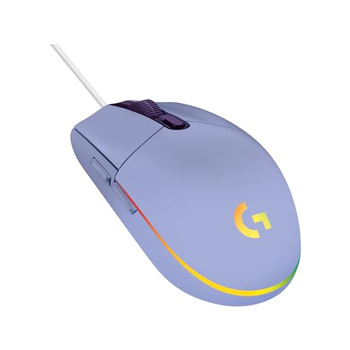 Image of Logitech G203 Prodigy Wired Gaming Mouse, 8,000 DPI, RGB, Lightweight, 6 Programmable Buttons, On-Board Memory, Compatible with PC /Mac - Lilac